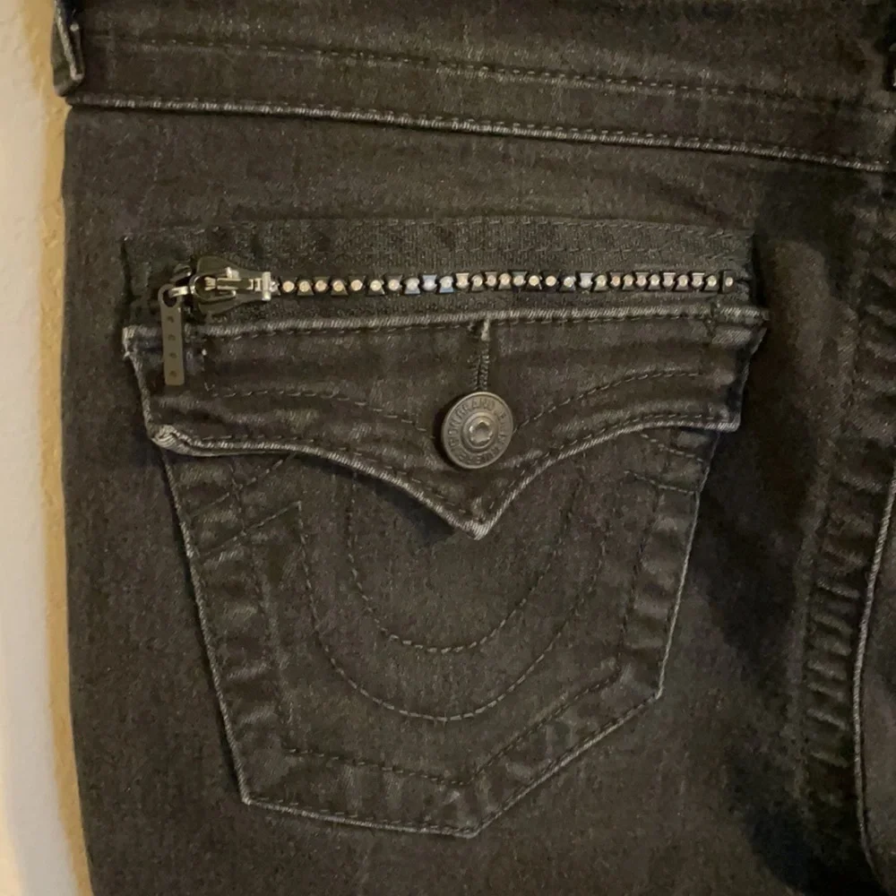 True Religion Jeans Skinny Black with Crystal Zipper Size 32